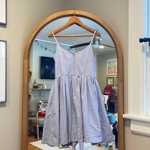Canvas Cotton Light Blue Mini Dress, beautiful woven fabric! size 10 - Picture 3 of 4